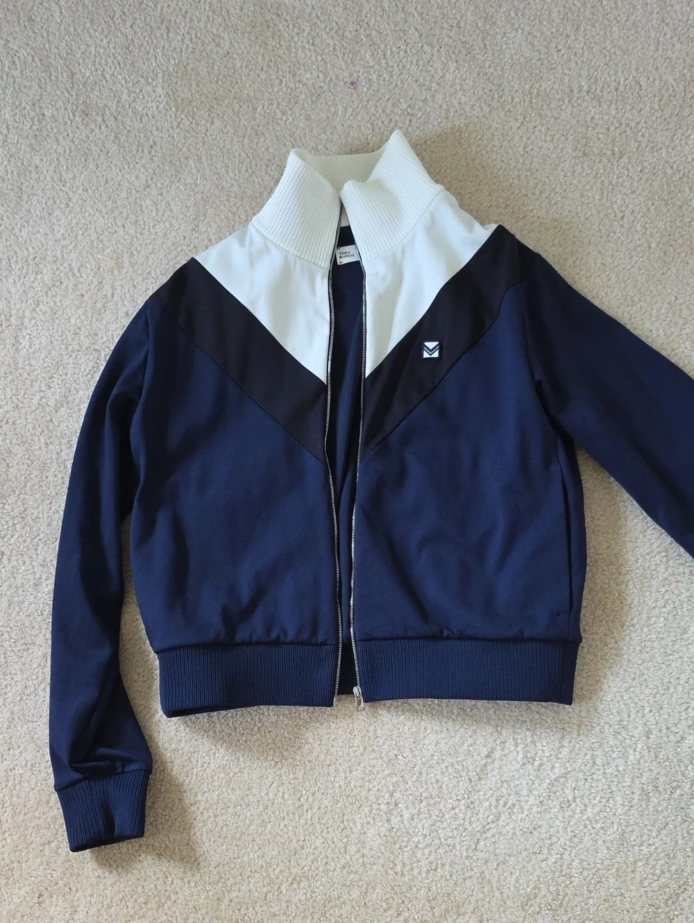 Tory Burch Navy, Black & White Colorblock Track Jacket